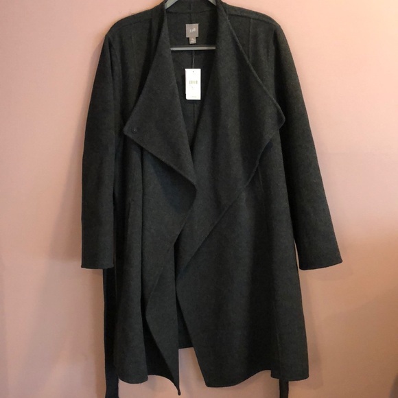 J. Jill Jackets & Coats J Jill Dark Charcoal Heather Wool Coat Size